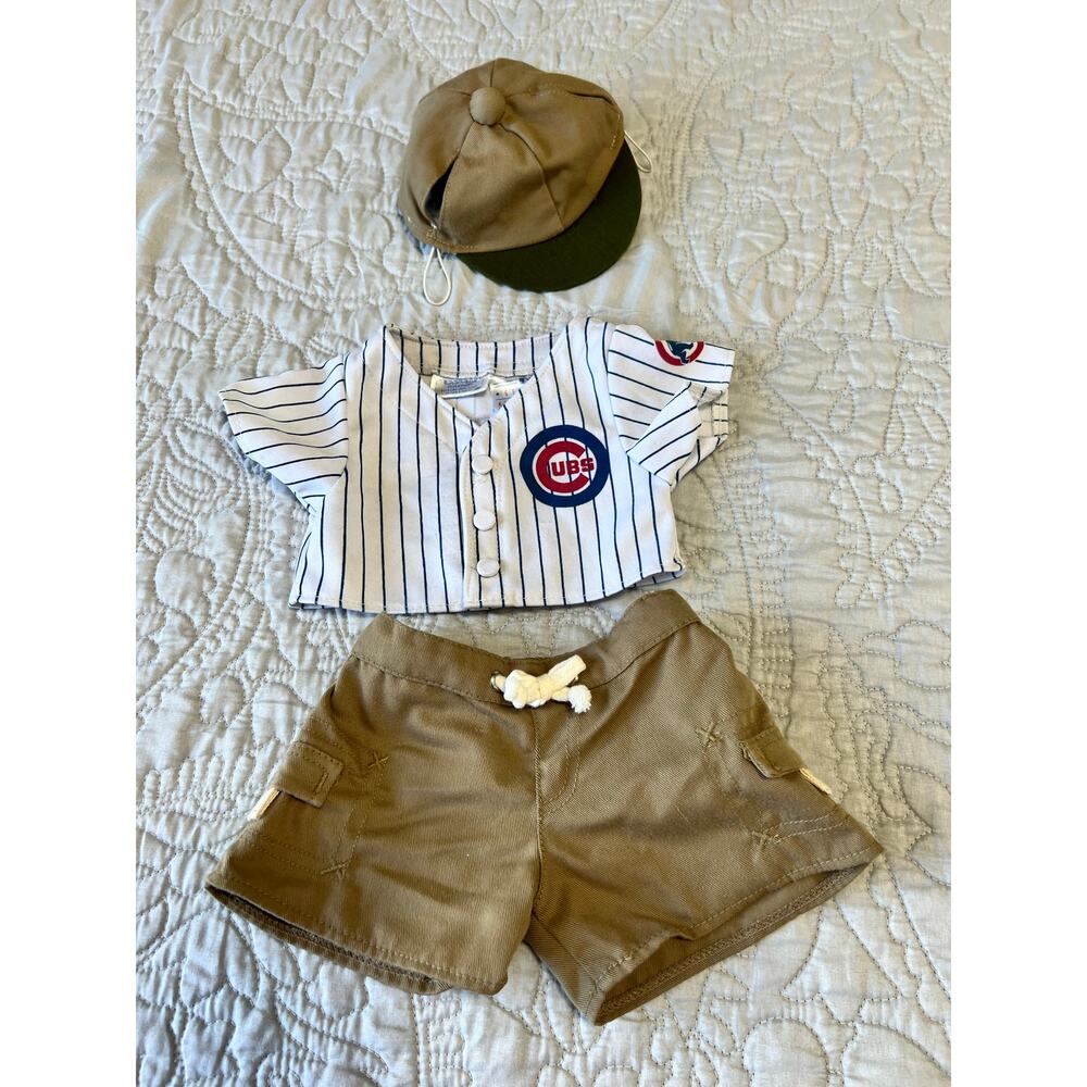 Build A Bear Cubs BABW Baseball Top Khaki Shorts Cap Bear Clothing Accessory